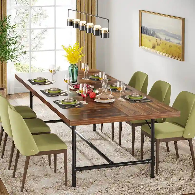 Rustic Rectangle 70.9-Inch Dining Table with Tube Metal Frame 7