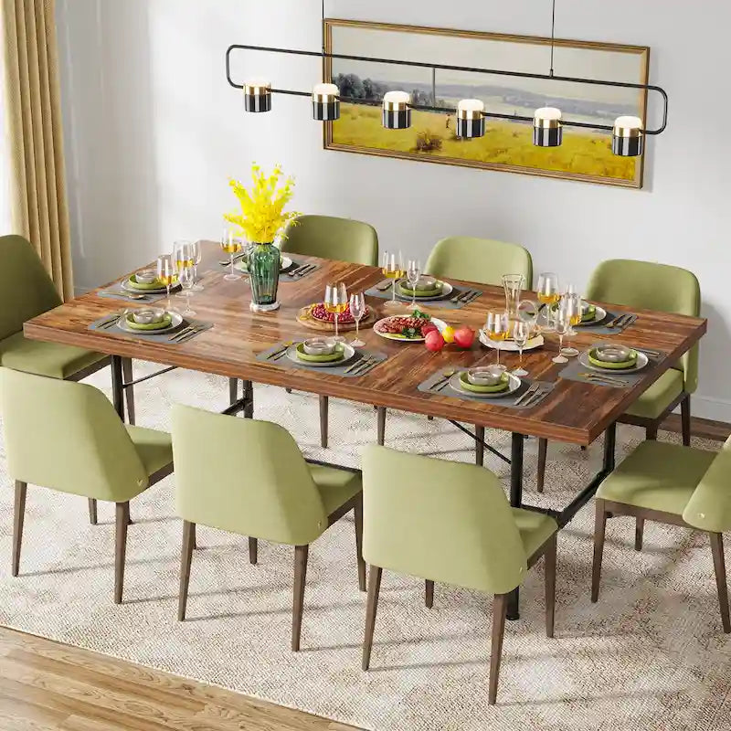 Rustic Rectangle 70.9-Inch Dining Table with Tube Metal Frame 11