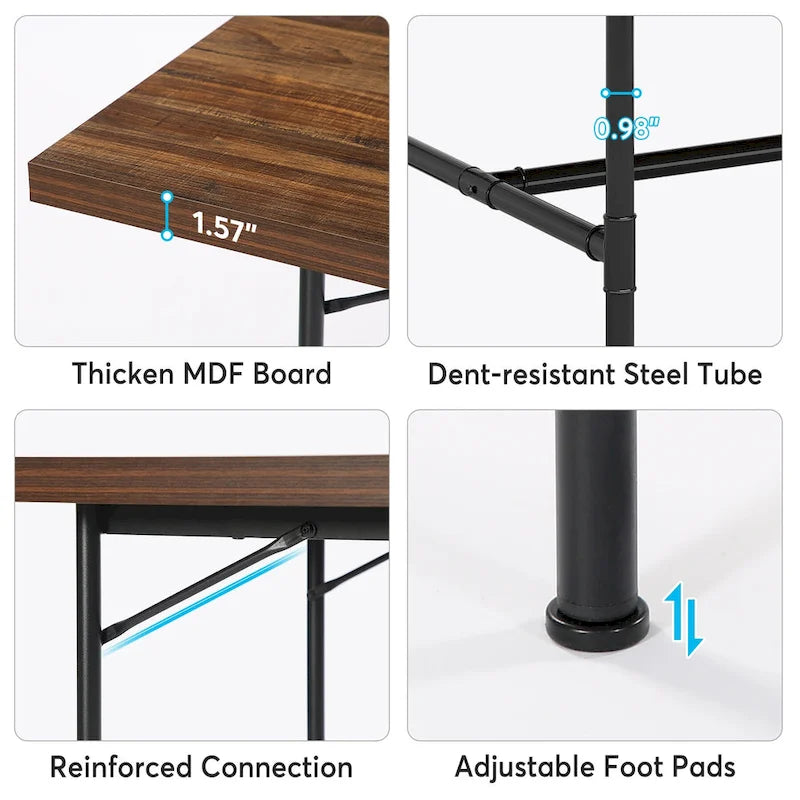 Rustic Rectangle 70.9-Inch Dining Table with Tube Metal Frame 12
