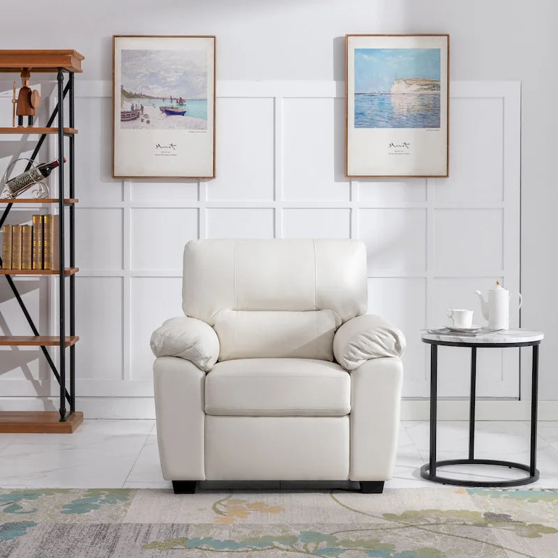 Morden Fort Faux Leather Upholstered Accent Chairs for Living Room 38