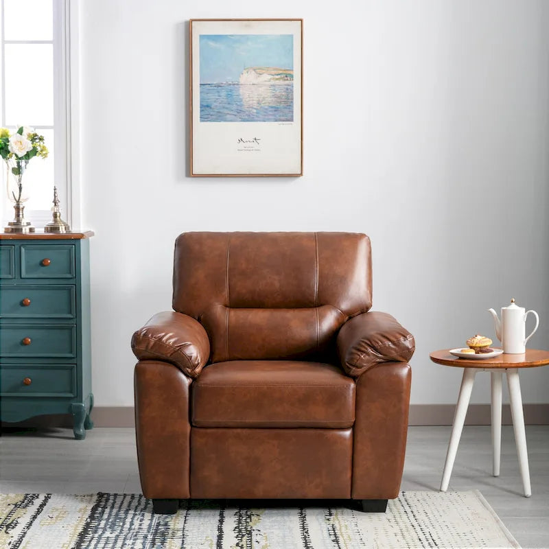 Morden Fort Faux Leather Upholstered Accent Chairs for Living Room