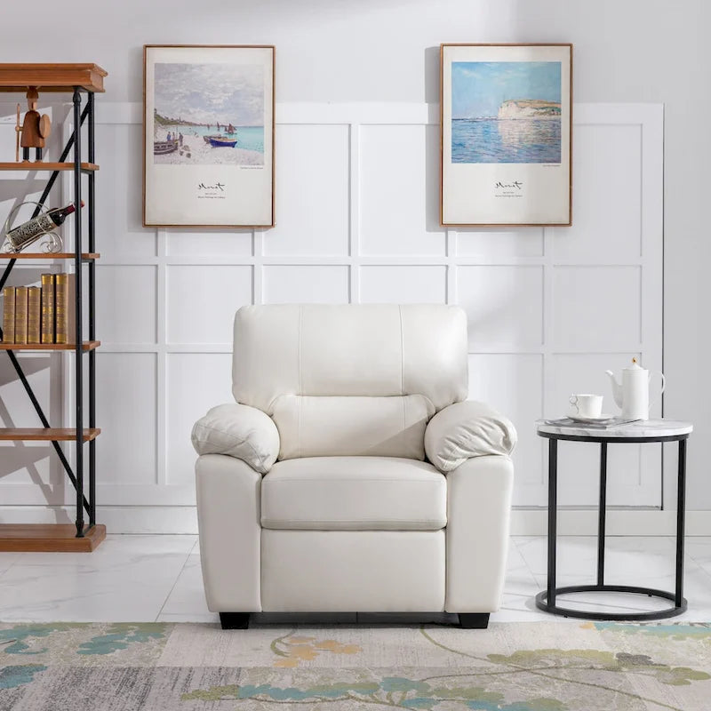 Morden Fort Faux Leather Upholstered Accent Chairs for Living Room 19