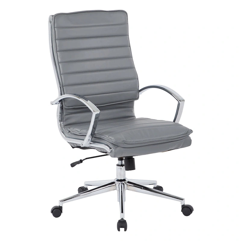 High Back Professional Managers Faux Leather Chair with Chrome Base and Removable Sleeves 2