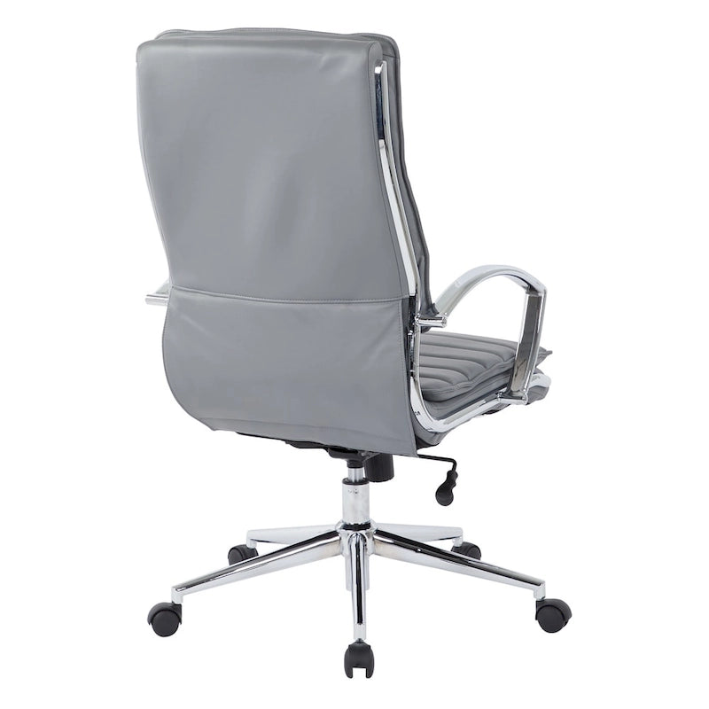 High Back Professional Managers Faux Leather Chair with Chrome Base and Removable Sleeves 4