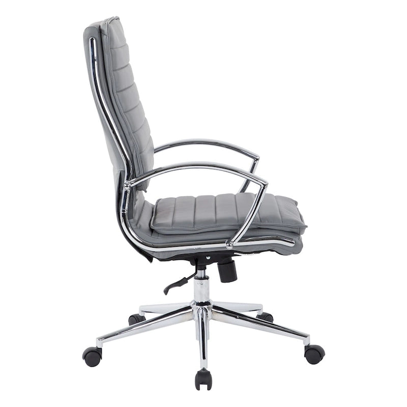 High Back Professional Managers Faux Leather Chair with Chrome Base and Removable Sleeves 5