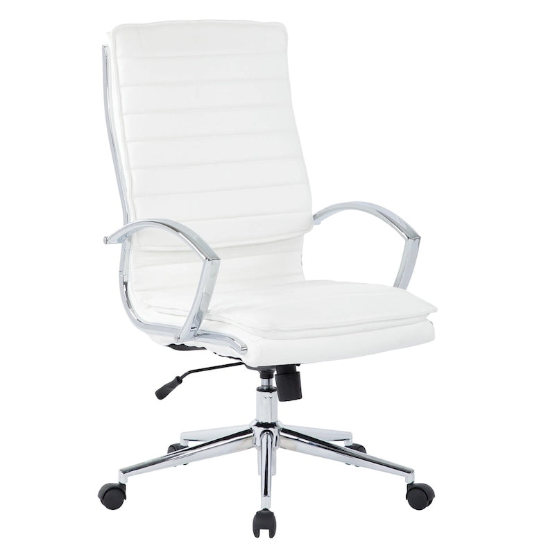 High Back Professional Managers Faux Leather Chair with Chrome Base and Removable Sleeves 9
