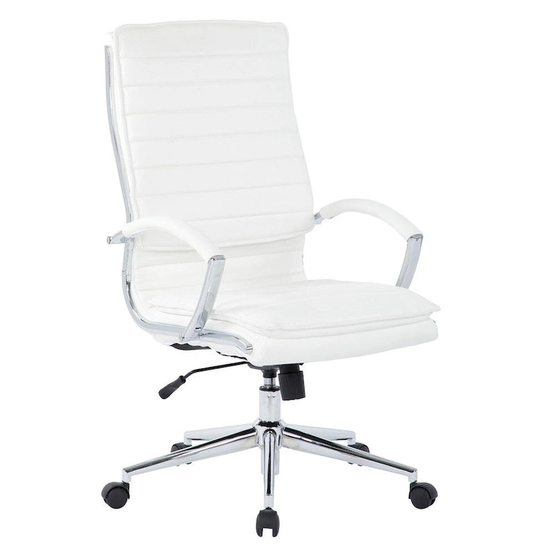 High Back Professional Managers Faux Leather Chair with Chrome Base and Removable Sleeves 10