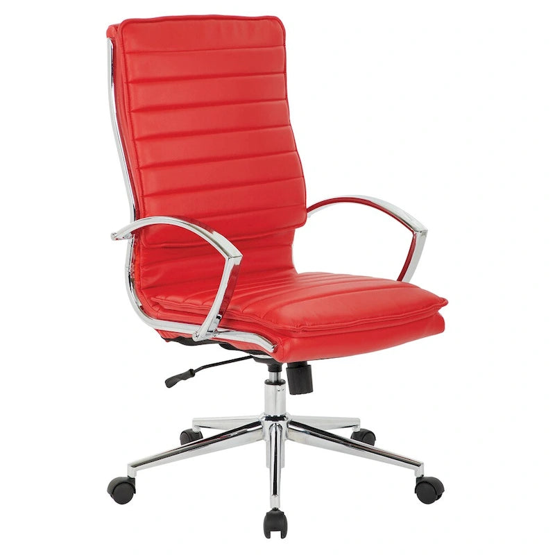 High Back Professional Managers Faux Leather Chair with Chrome Base and Removable Sleeves 13