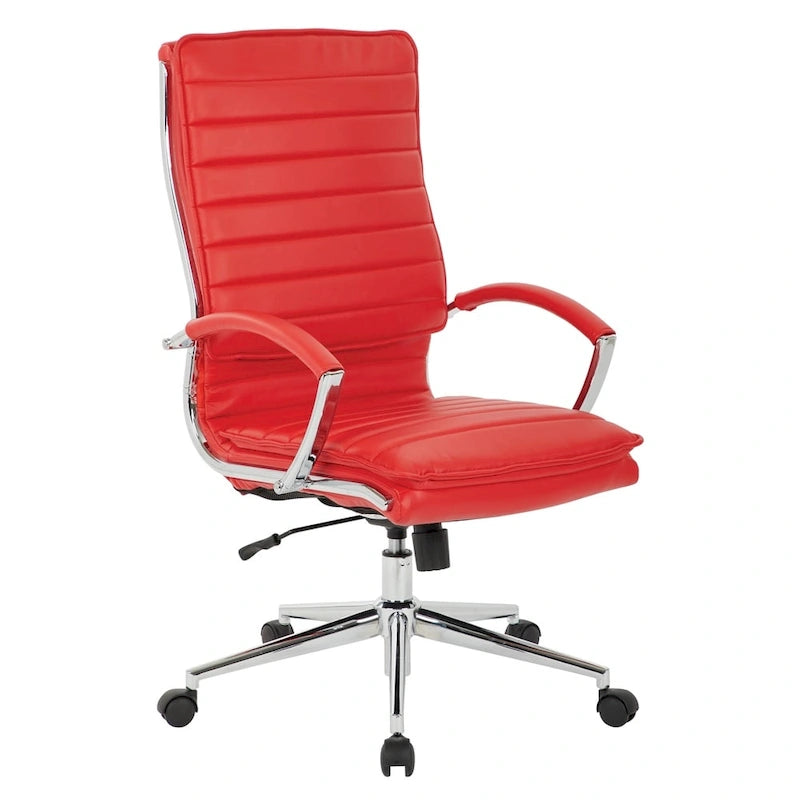 High Back Professional Managers Faux Leather Chair with Chrome Base and Removable Sleeves 14