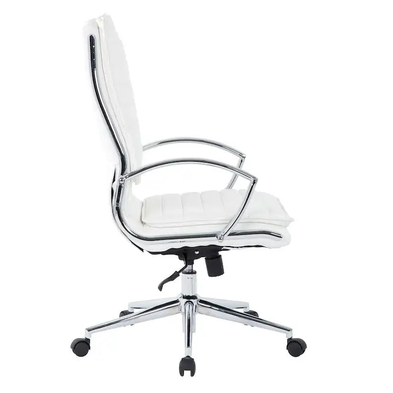 High Back Professional Managers Faux Leather Chair with Chrome Base and Removable Sleeves 16