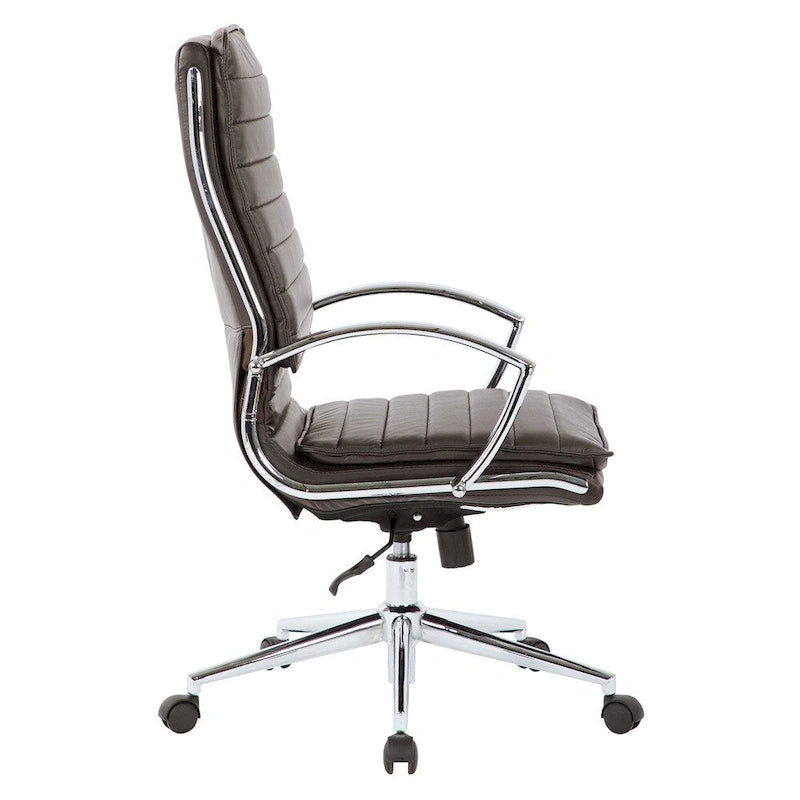 High Back Professional Managers Faux Leather Chair with Chrome Base and Removable Sleeves 17