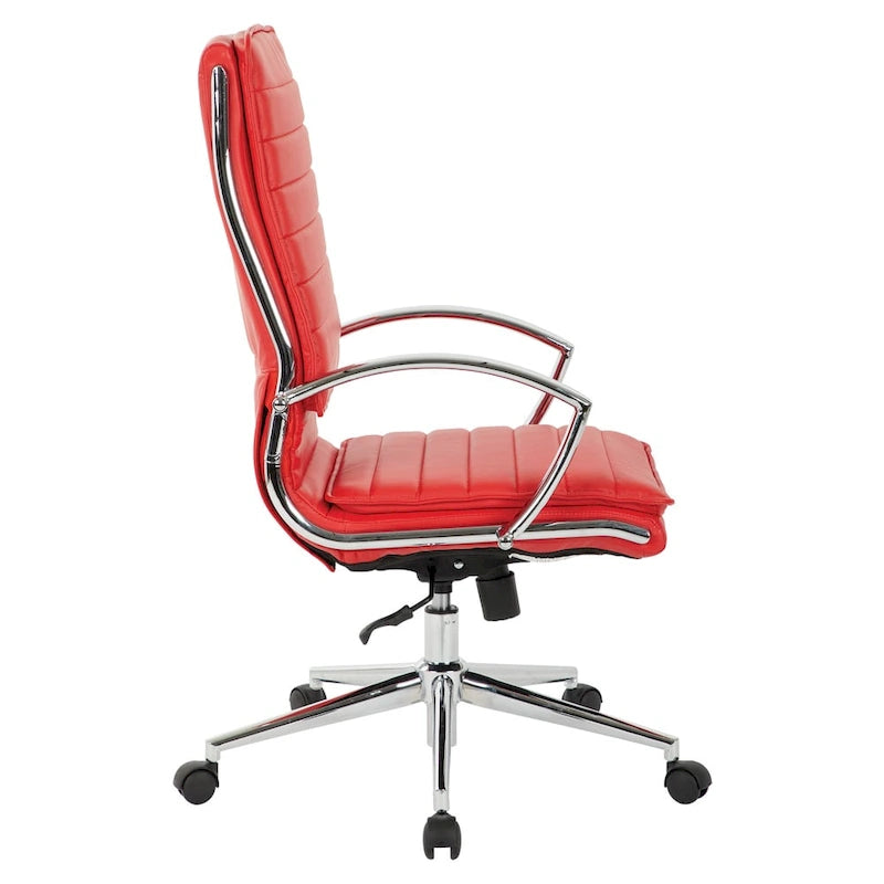 High Back Professional Managers Faux Leather Chair with Chrome Base and Removable Sleeves 18