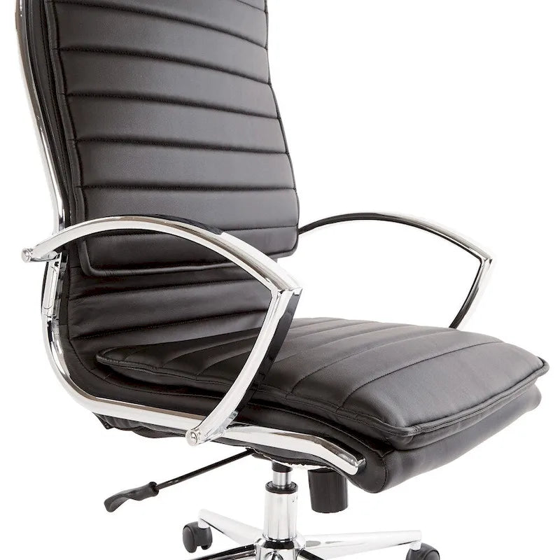 High Back Professional Managers Faux Leather Chair with Chrome Base and Removable Sleeves 19