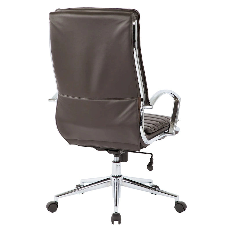 High Back Professional Managers Faux Leather Chair with Chrome Base and Removable Sleeves 23