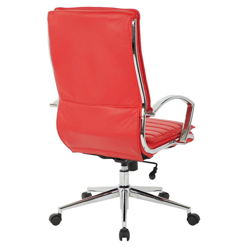 High Back Professional Managers Faux Leather Chair with Chrome Base and Removable Sleeves 27