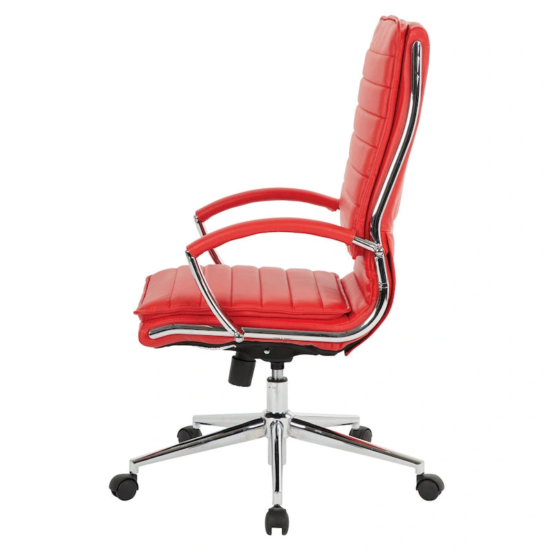 High Back Professional Managers Faux Leather Chair with Chrome Base and Removable Sleeves 28