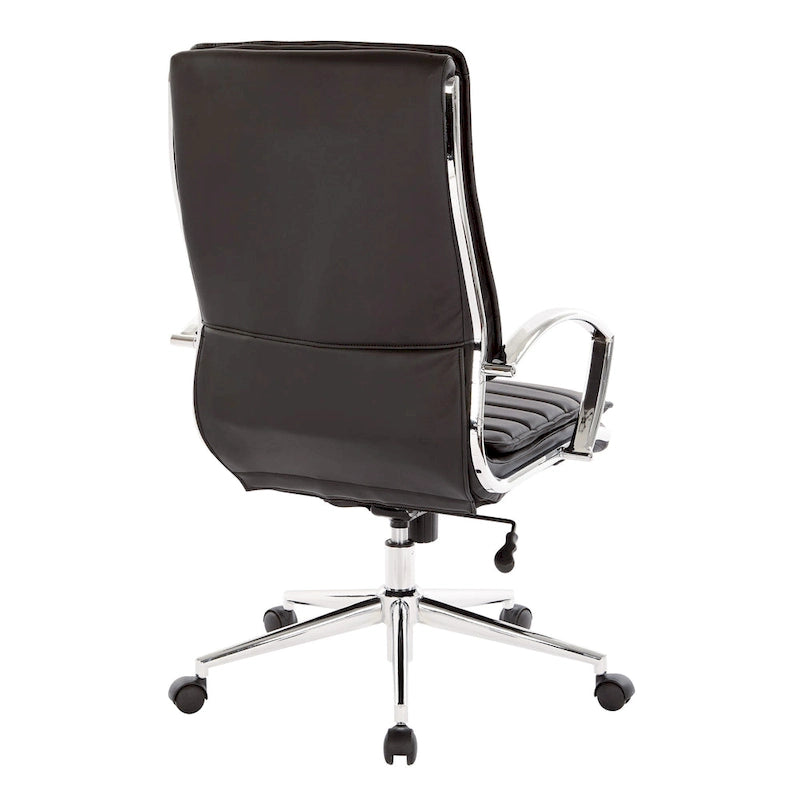 High Back Professional Managers Faux Leather Chair with Chrome Base and Removable Sleeves 32