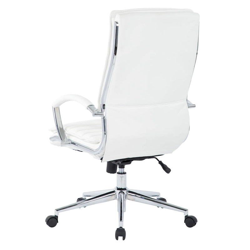 High Back Professional Managers Faux Leather Chair with Chrome Base and Removable Sleeves 42