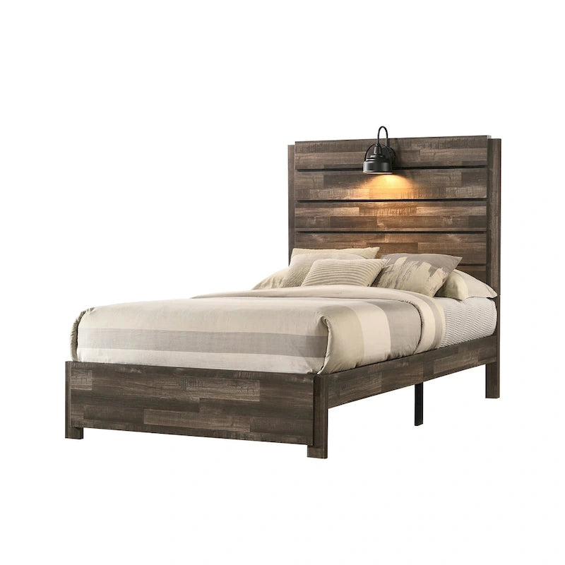 Camera da letto con piattaforma a 3 pezzi Edyth marrone 7