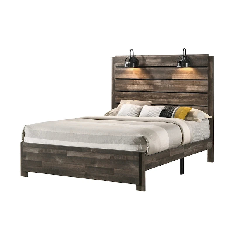Camera da letto con piattaforma a 3 pezzi Edyth marrone 8