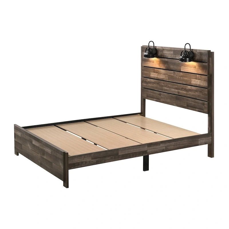 Camera da letto con piattaforma a 3 pezzi Edyth marrone 9