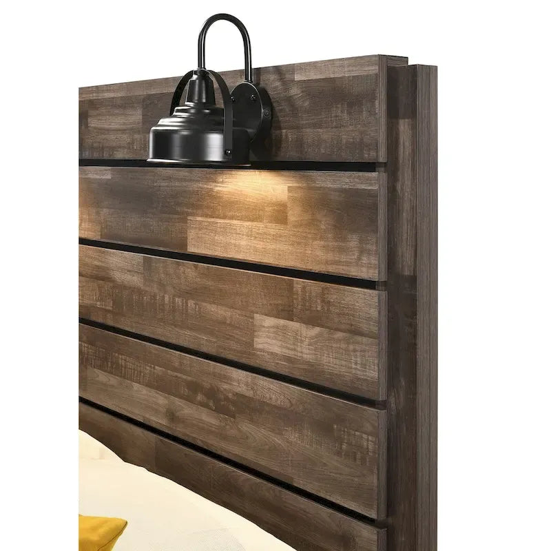 Camera da letto con piattaforma a 3 pezzi Edyth marrone 11