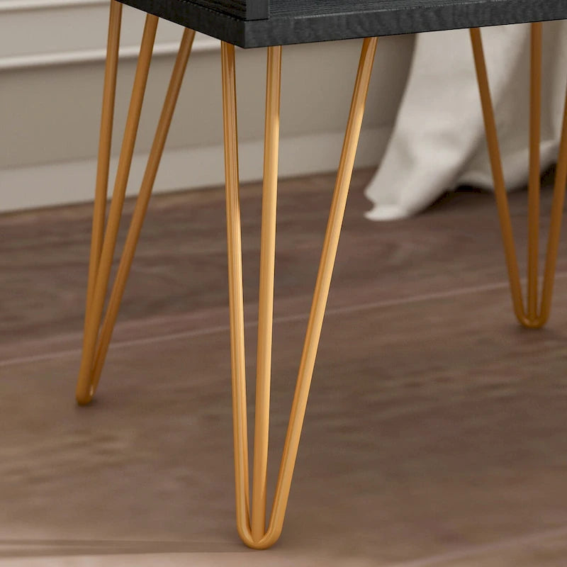 Timechee 23.6 Tall 1 - Drawer Wood Nightstand Metal Legs(1 Piece) 3
