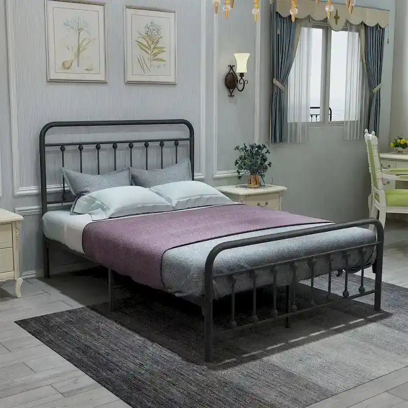 FULL Metal Platform Bed Frame with Headboard 5