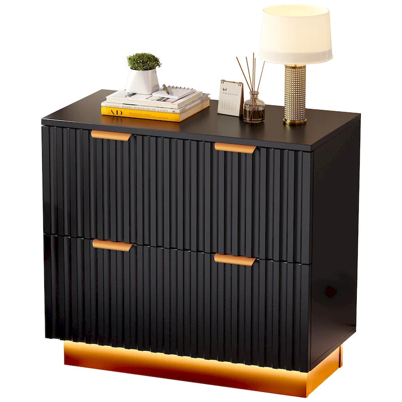 Moasis 2 Drawers File Cabinet LED Lighting Lateral Filing Cabinet for Home Office 17