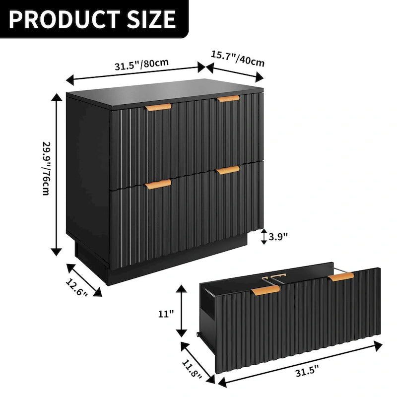 Moasis 2 Drawers File Cabinet LED Lighting Lateral Filing Cabinet for Home Office 6