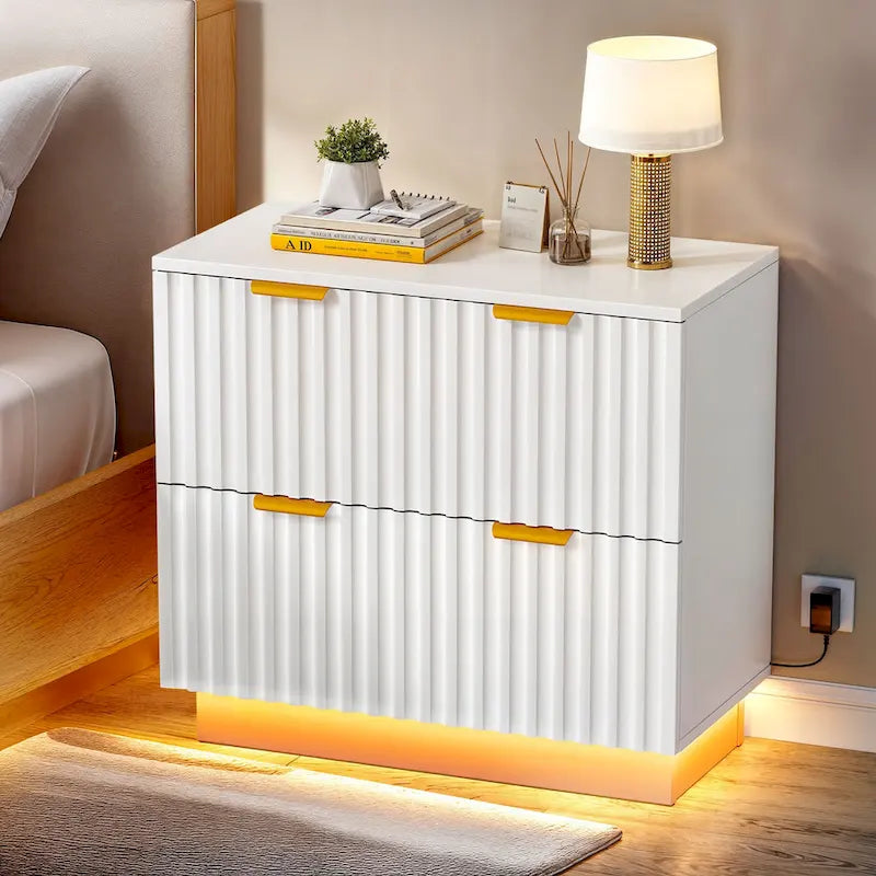 Moasis 2 Drawers File Cabinet LED Lighting Lateral Filing Cabinet for Home Office 10