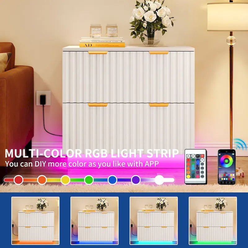 Moasis 2 Drawers File Cabinet LED Lighting Lateral Filing Cabinet for Home Office 12