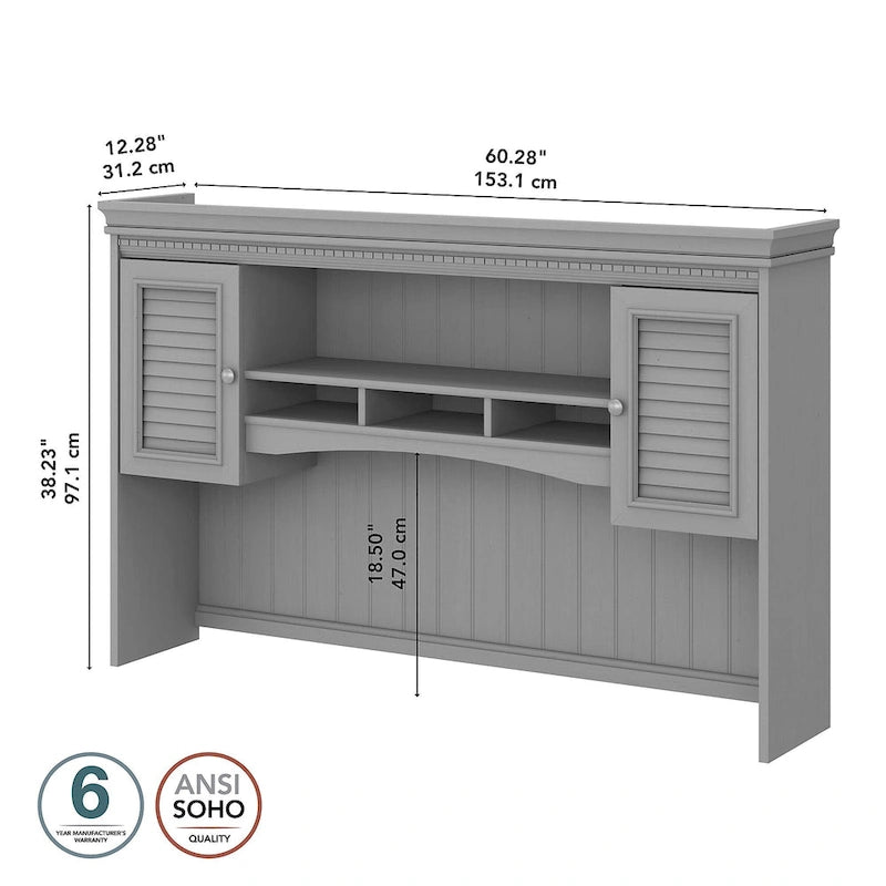 Fairview 60W Hutch for L Shaped Desk by Bush Furniture 5