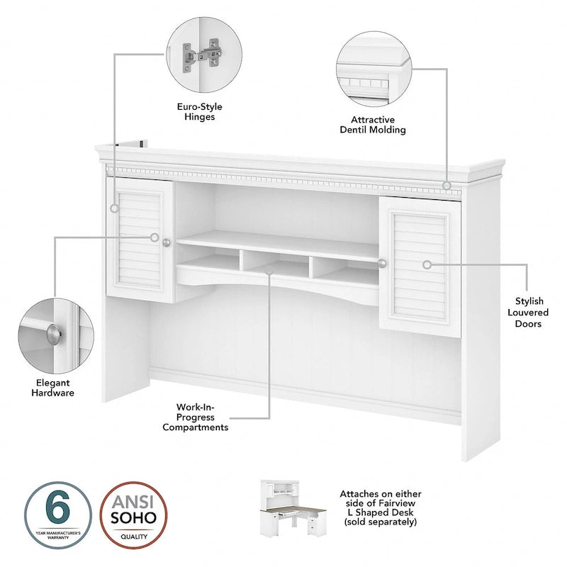Fairview 60W Hutch for L Shaped Desk by Bush Furniture 10