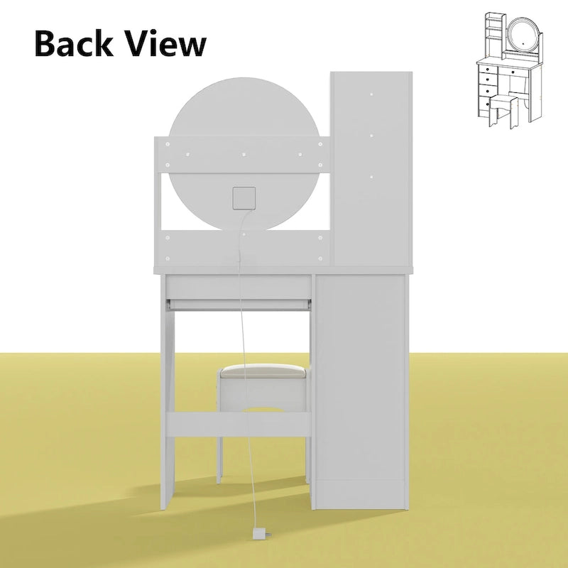 31.5 Wide Makeup Vanity Set with Stool, Mirror,3 Color Light - 31.5W 14