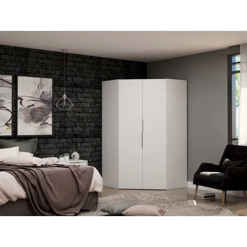 Mulberry 2.0 Modern Corner Wardrobe w/ 2 Hanging Rods 31