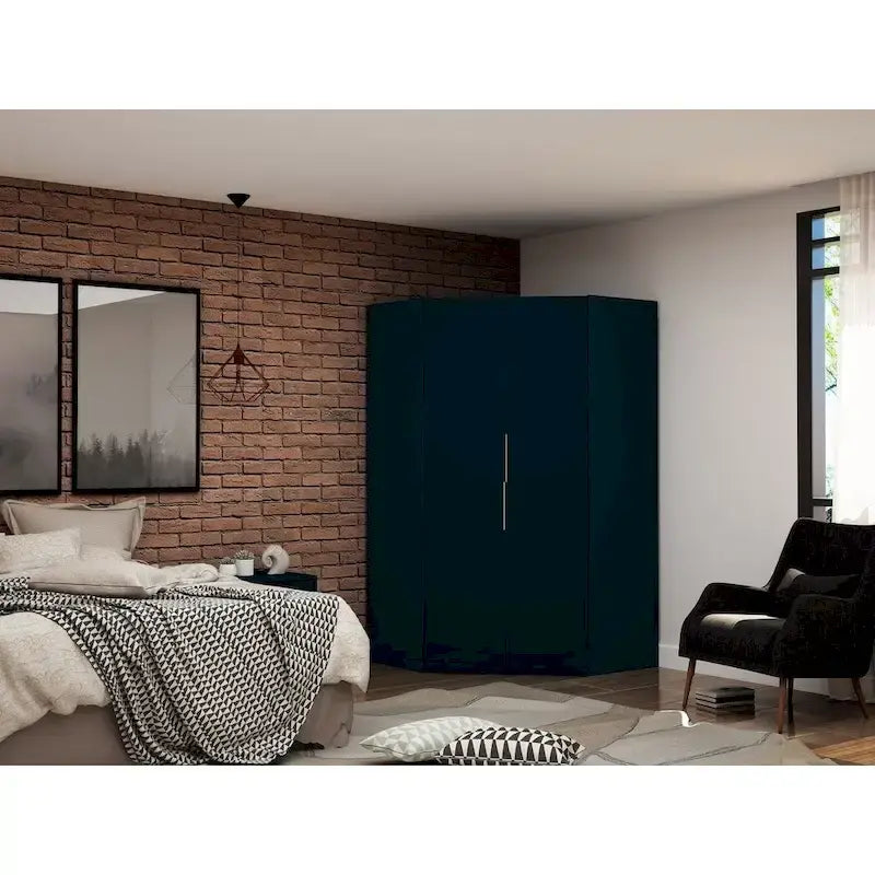 Mulberry 2.0 Modern Corner Wardrobe w/ 2 Hanging Rods 32