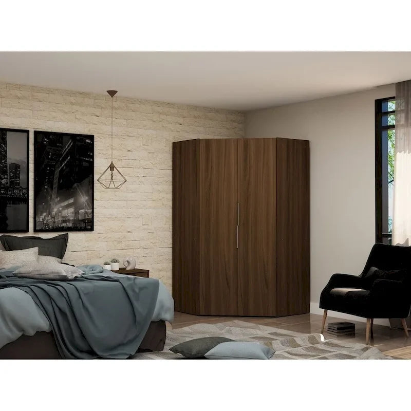 Mulberry 2.0 Modern Corner Wardrobe w/ 2 Hanging Rods 33