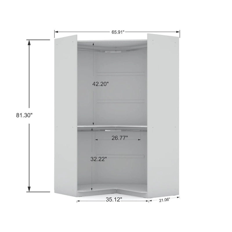 Mulberry 2.0 Modern Corner Wardrobe w/ 2 Hanging Rods 4