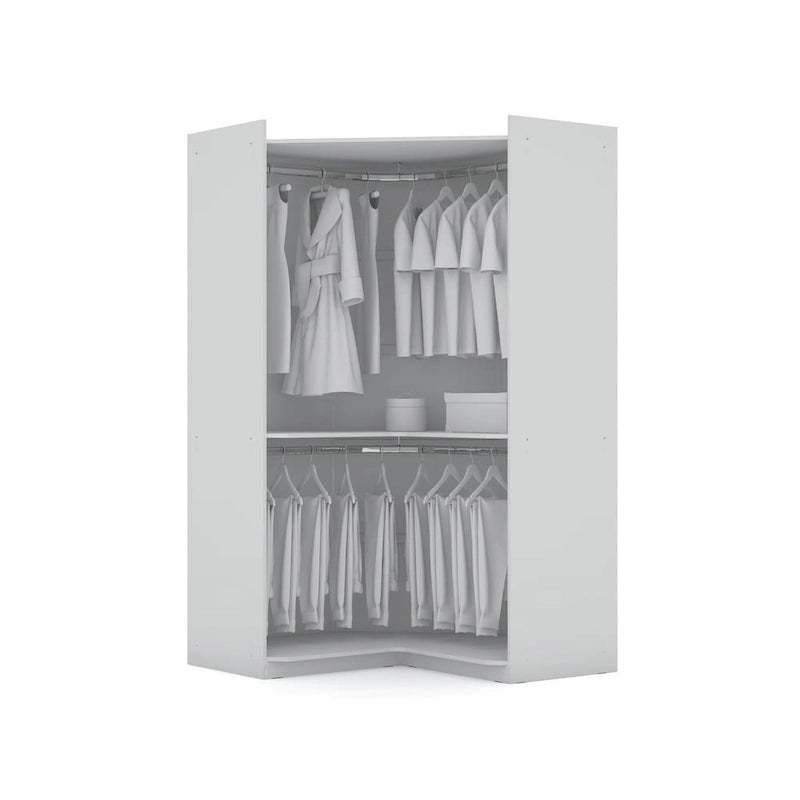 Mulberry 2.0 Modern Corner Wardrobe w/ 2 Hanging Rods 5