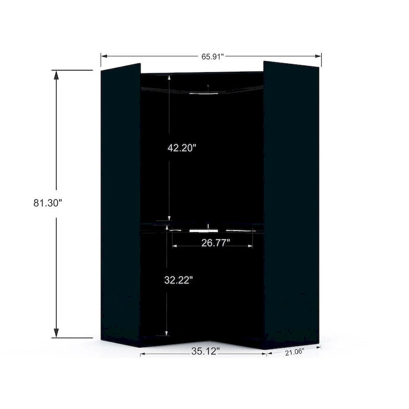 Mulberry 2.0 Modern Corner Wardrobe w/ 2 Hanging Rods 13