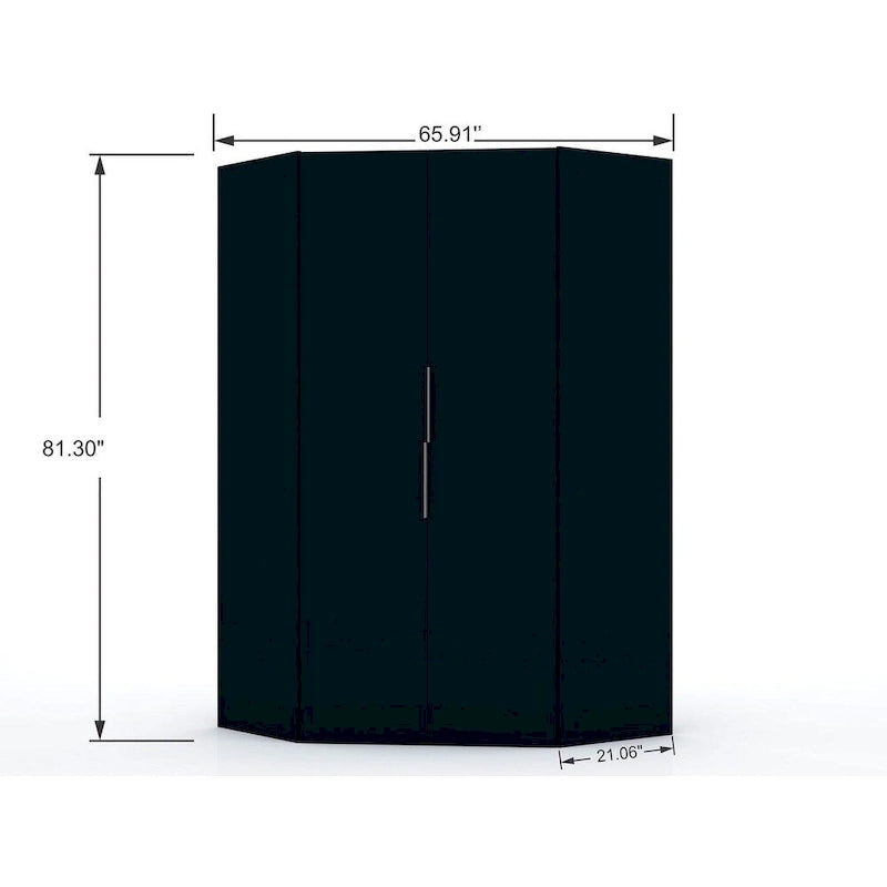 Mulberry 2.0 Modern Corner Wardrobe w/ 2 Hanging Rods 14