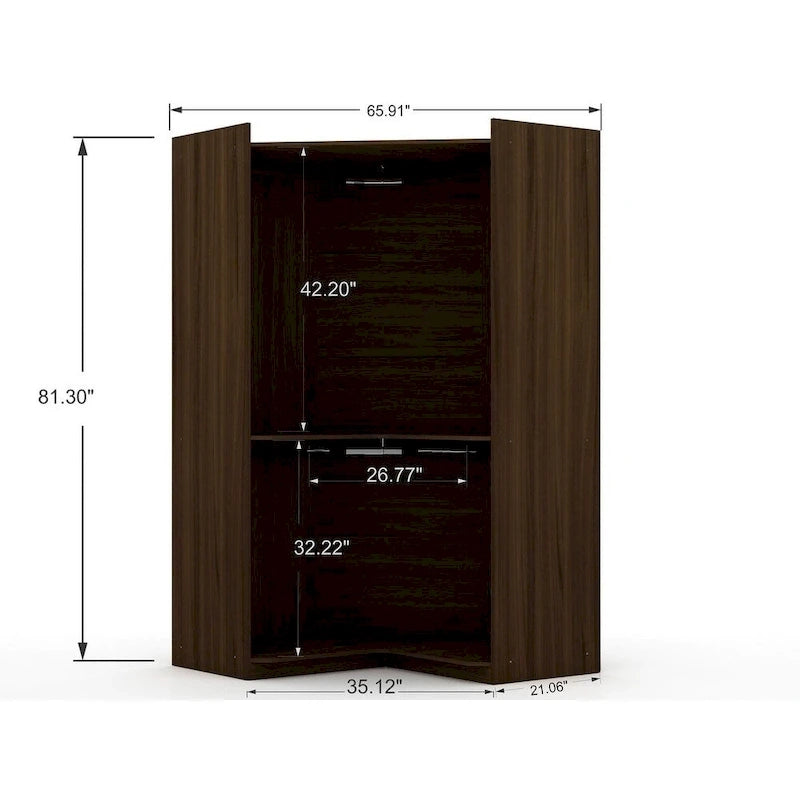 Mulberry 2.0 Modern Corner Wardrobe w/ 2 Hanging Rods 23