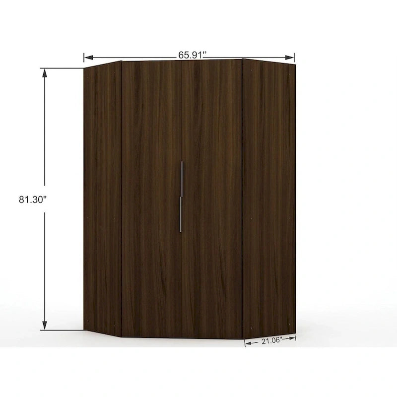 Mulberry 2.0 Modern Corner Wardrobe w/ 2 Hanging Rods 26