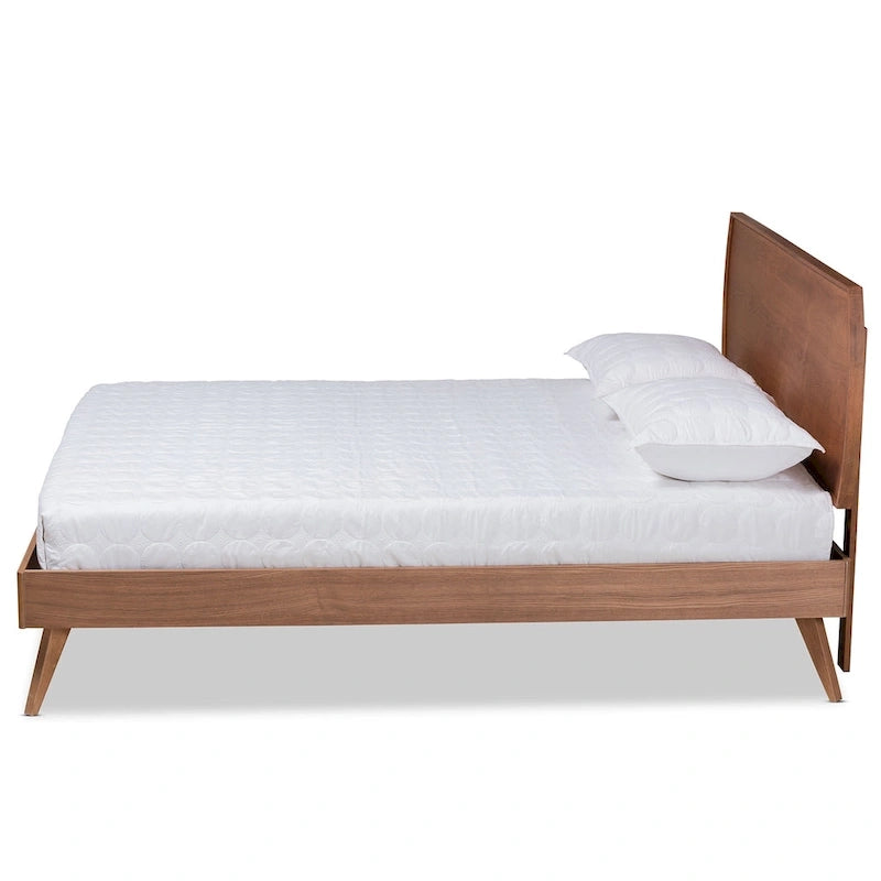 Aimi Mid-Century Walnut Brown Finished Wood Platform Bed 3