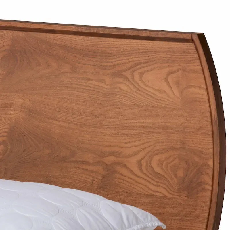 Aimi Mid-Century Walnut Brown Finished Wood Platform Bed 5
