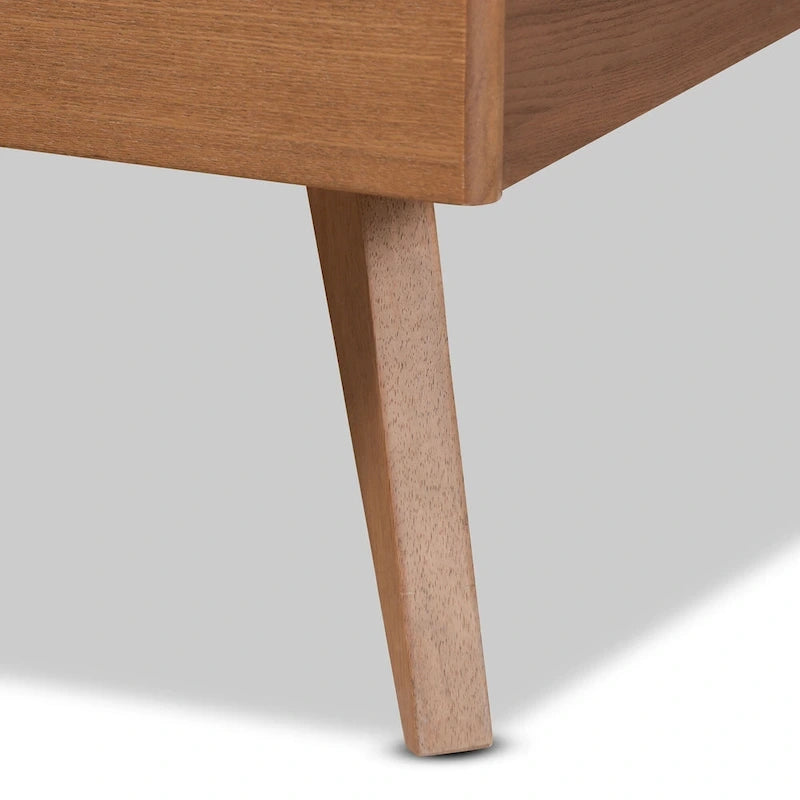 Aimi Mid-Century Walnut Brown Finished Wood Platform Bed 6