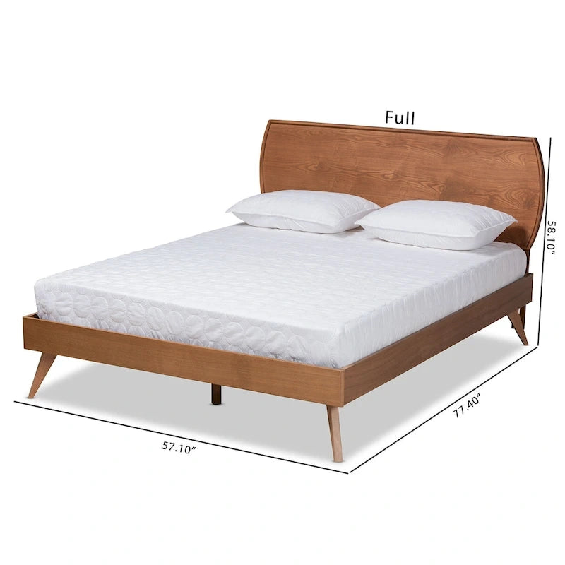 Aimi Mid-Century Walnut Brown Finished Wood Platform Bed 9