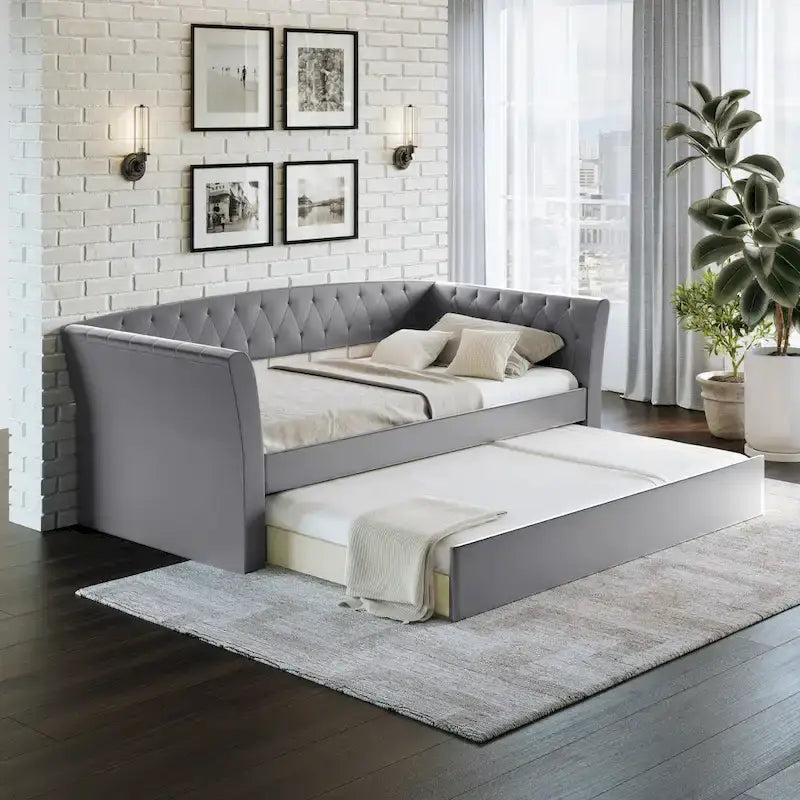 St. Ives Faux Leather Upholstered Day Bed with Trundle 10