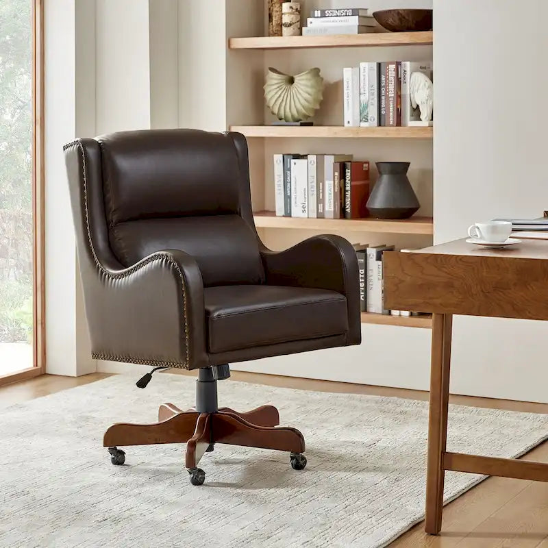 Pete Faux Leather Adjustable Height Swivel Executive Chair with Tilt Mechanism by HULALA HOME 37